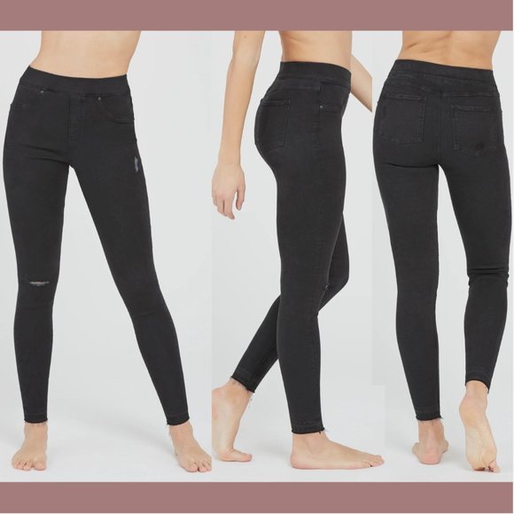 NWT $128 Spanx [ XS SMALL ] Distressed Skinny‎ Jean in Vintage Black - Picture 1 of 13